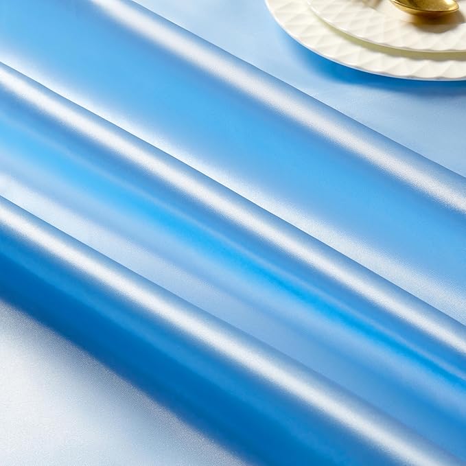 1 Pack Square Satin Tablecloth 52 x 52 Inches Table Cover, Bright Overlay Table Cloth Silky Smooth Fabric Tablecloth Table Decor for Wedding Banquet Table Decoration, Light Blue