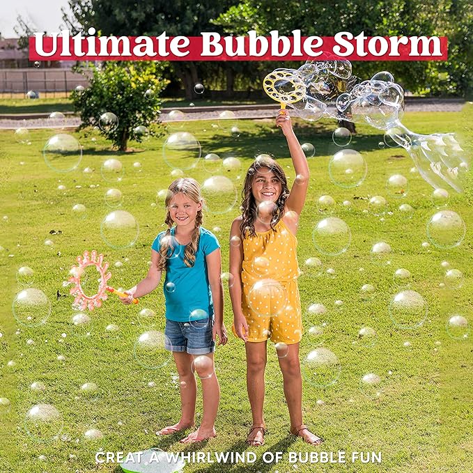 JOYIN Big Bubble Wands Set with with Tray, 21" Giant Bubble Wands Bulk for Kids, Summer, Outdoor Play Period & Birthday Party & Games, 6 Pcs Solution Suitable, Suitable for All Age People