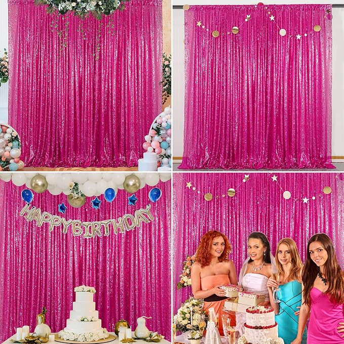 Fuchsia Sequin Backdrop Curtains 4 Panels 2FTx8FT - Image 6