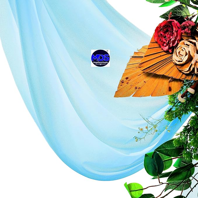 MDS Pack of 1 Wedding Arch Drape Panel (30" Width x 30ft Long) Sheer Chiffon Arbor Canopy Drapery Fabric for Wedding Ceremony Reception Decoration Party Ceiling Backdrop Curtain Swag - Turquoise